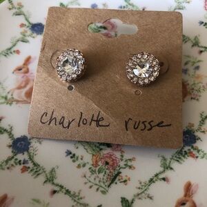 Charlotte Russe Gold and Crystal Round Earrings